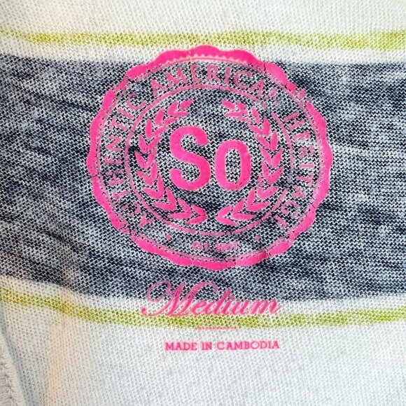 Women's SO Racerback Tank Top | Navy & White Stripe | Size Medium | 100% Cotton - Picture 7 of 7